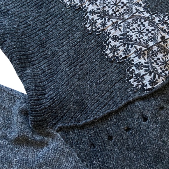 Free People Wool Knit Cardigan Gray Sweater Size S Boho Hippie Urban Fall - Picture 2 of 8